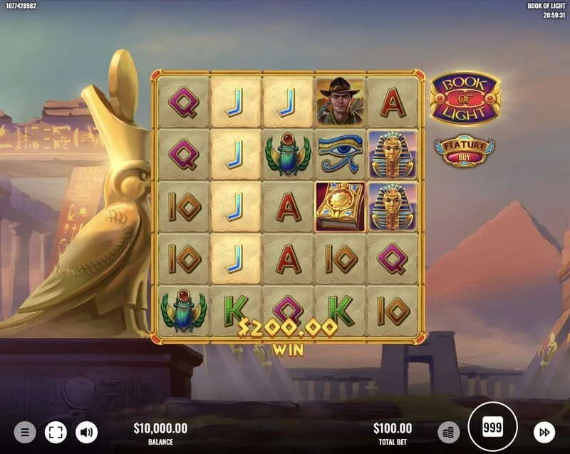 Book of Lights - Dòng thắng trong trò chơi cơ bản với Multiplier Wild